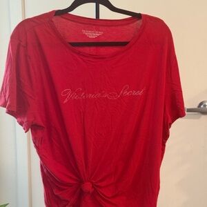 Victoria's Secret Red Short-Sleeve Knot Front Tee